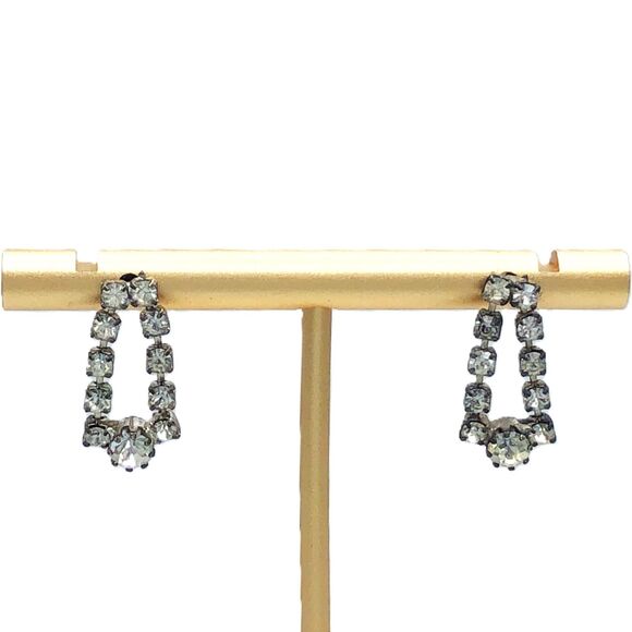 Vintage Rhinestone Art Deco Small Dangle Earrings - Picture 1 of 3